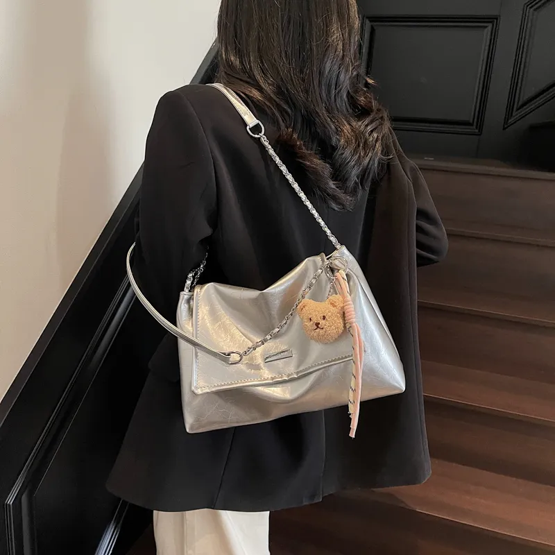 PINK·LAND Pu Shoulder Bag Women's Black/Ecru/Gray/Pink/Khaki-36