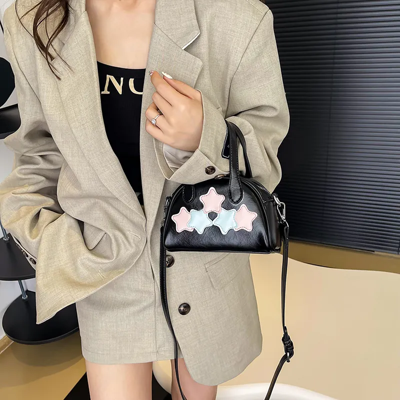 PINK·LAND PU Dome Bag, Crossbody Bag, Shoulder Bag Women's Silver/Ecru/Black-12