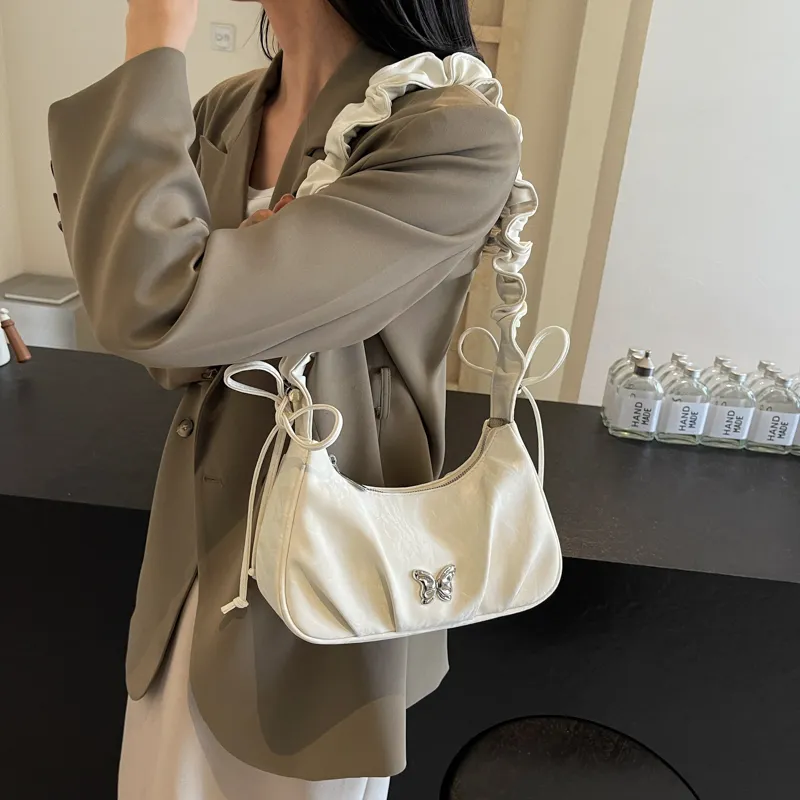 PINK·LAND PU Shoulder Bag Women's Ecru/Silver/Green Black-1