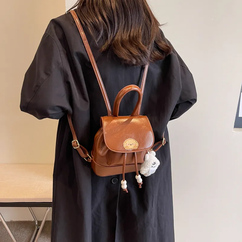 PINK·LAND PU Backpack Women's Black/Brown-7