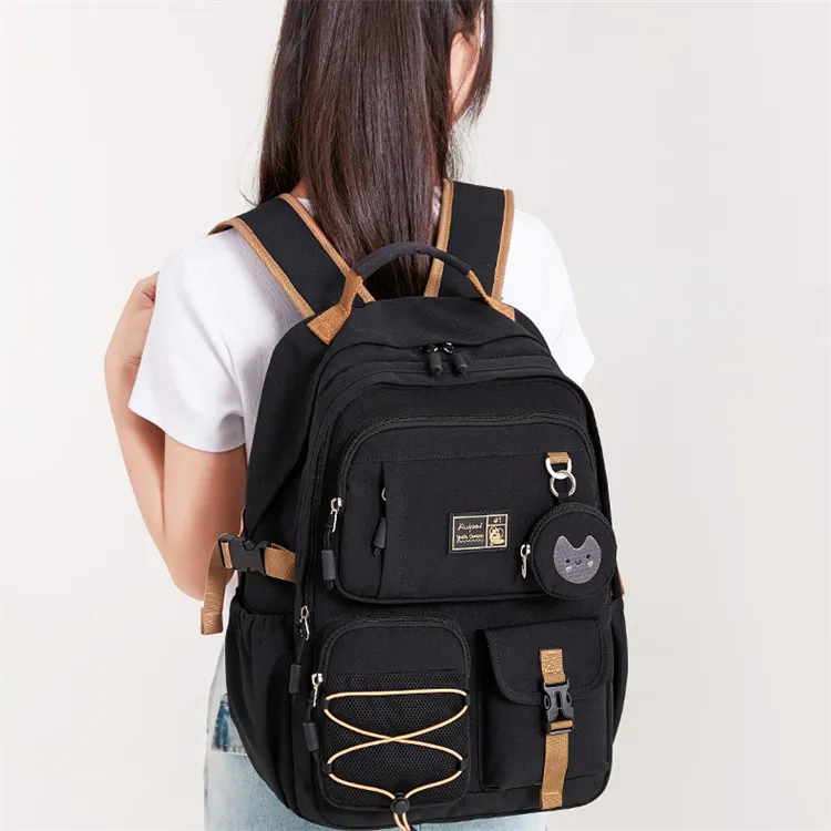 RUIPAI Oxford Fabric Blend Backpack Unisex Beige/Taro Purple/Black-5