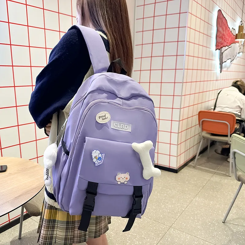 RUIPAI Nylon Backpack Regular Unisex Black/Pink/Blue/Purple-3