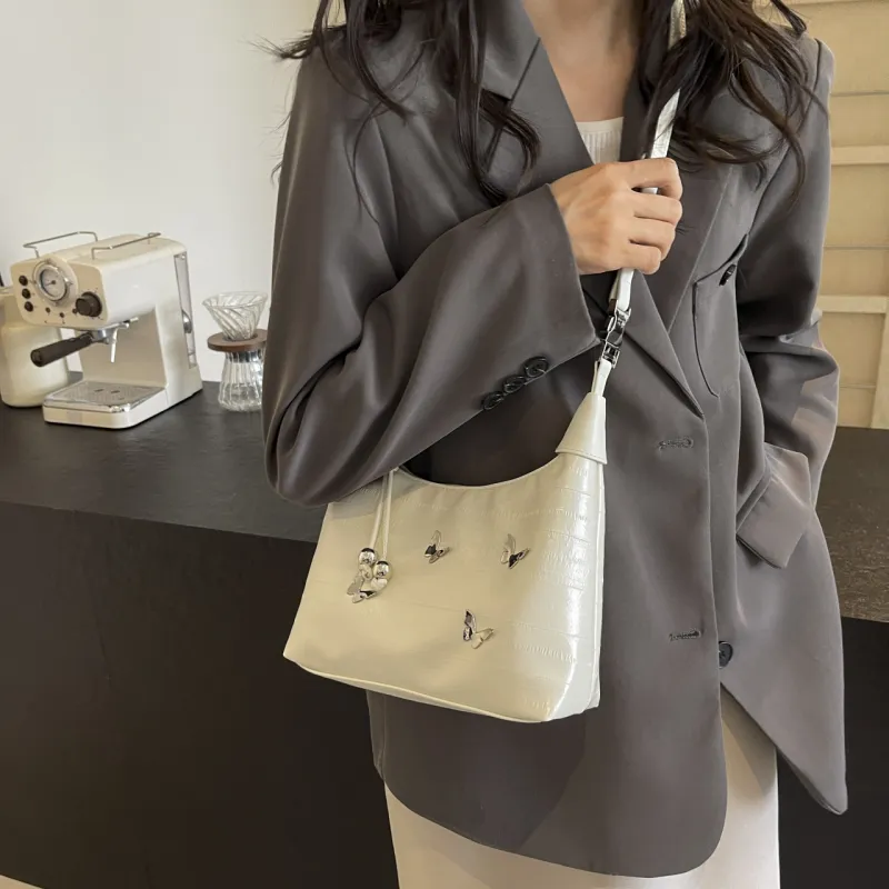 PINK·LAND PU Portable Crossbody Bag, Shoulder Bag Women's Silver/Black/White-11