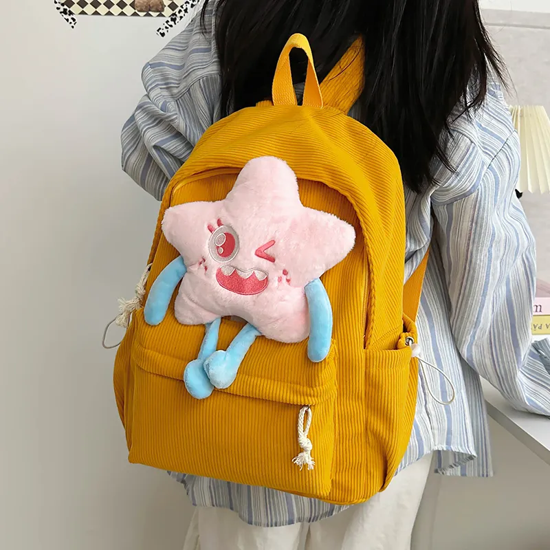 PINK·LAND Nylon Backpack Medium Size Women's White/Pink/Green/Yellow-28