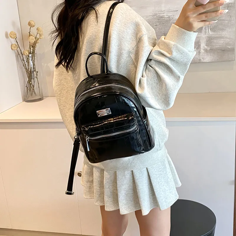 PINK·LAND PU Backpack Regular Women's White/Silver/Black-15
