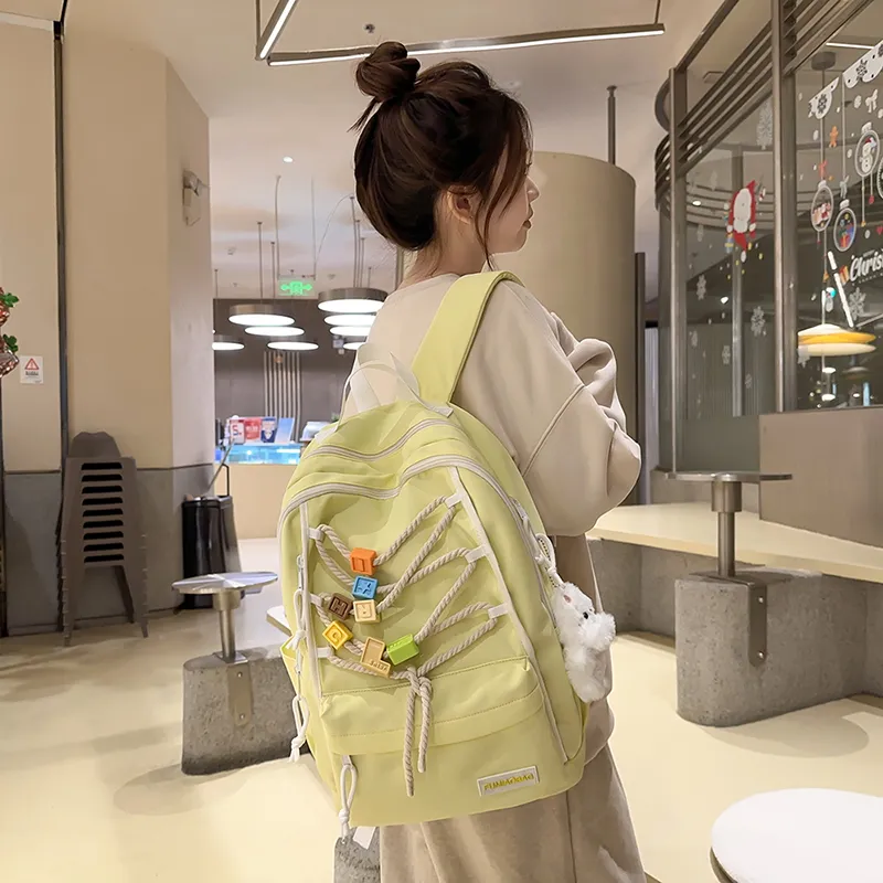 RUIPAI Nylon Backpack Women's Black/Pink/White/Yellow/Blue-15