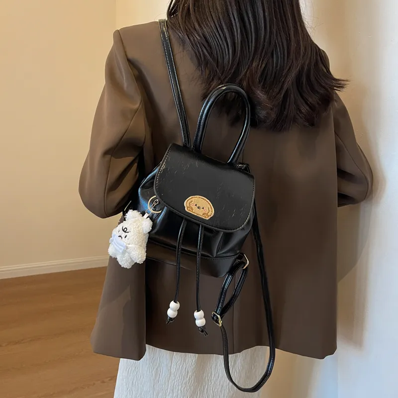 PINK·LAND PU Backpack Women's Black/Brown-4