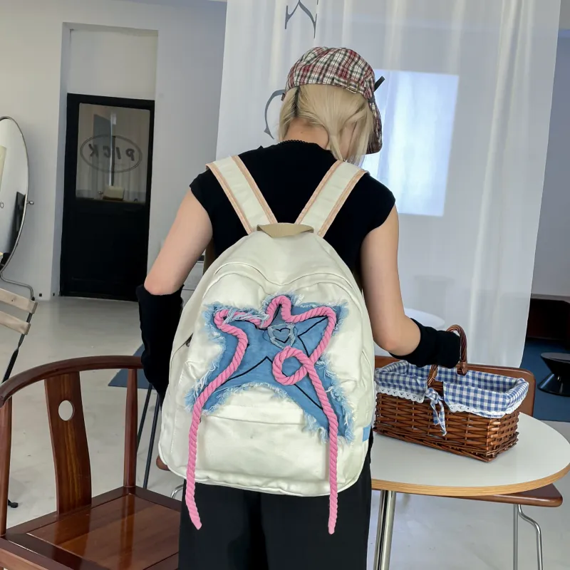 RUIPAI Canvas Bag Backpack Regular Women's White-3
