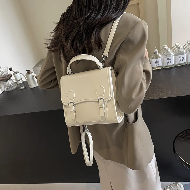 PINK·LAND PU Double Shoulder Handbag Women's Silver White/Burgundy/Black-11
