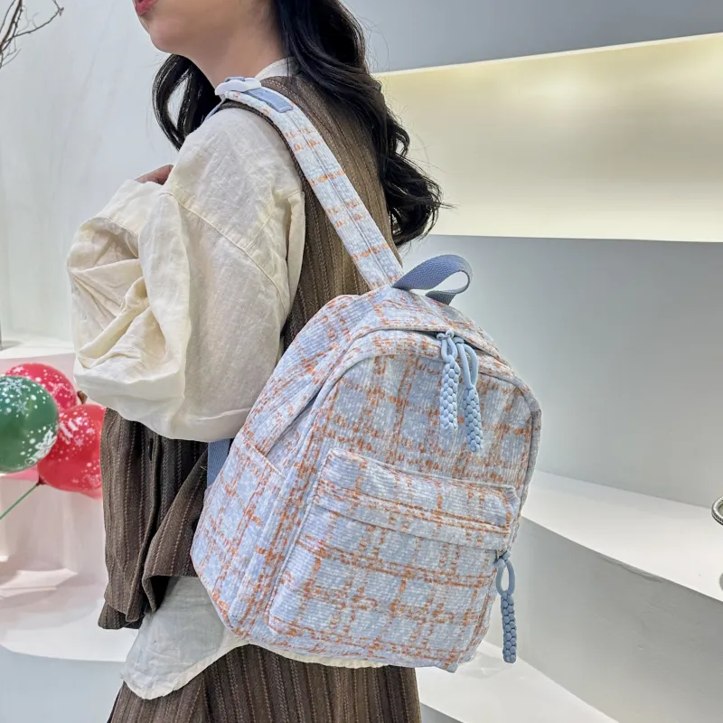 PINK·LAND Nylon Backpack Unisex Blue/Pink/Green-5