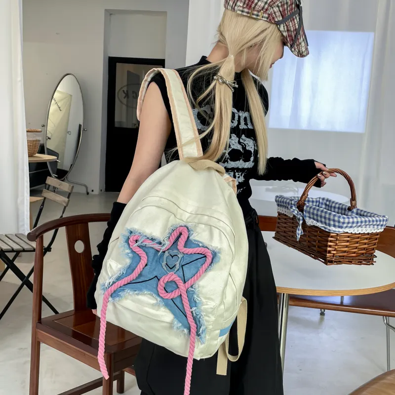 RUIPAI Canvas Bag Backpack Regular Women's White-2