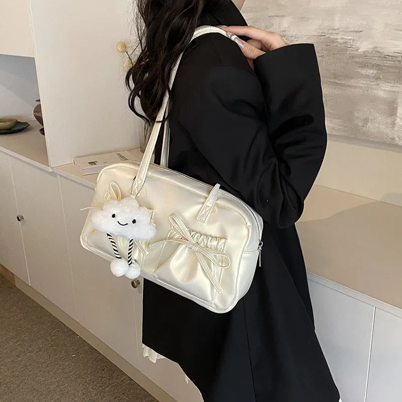 PINK·LAND PU Shoulder Bag Women's Black/Silver/Pearl Pink/Pearl White-16