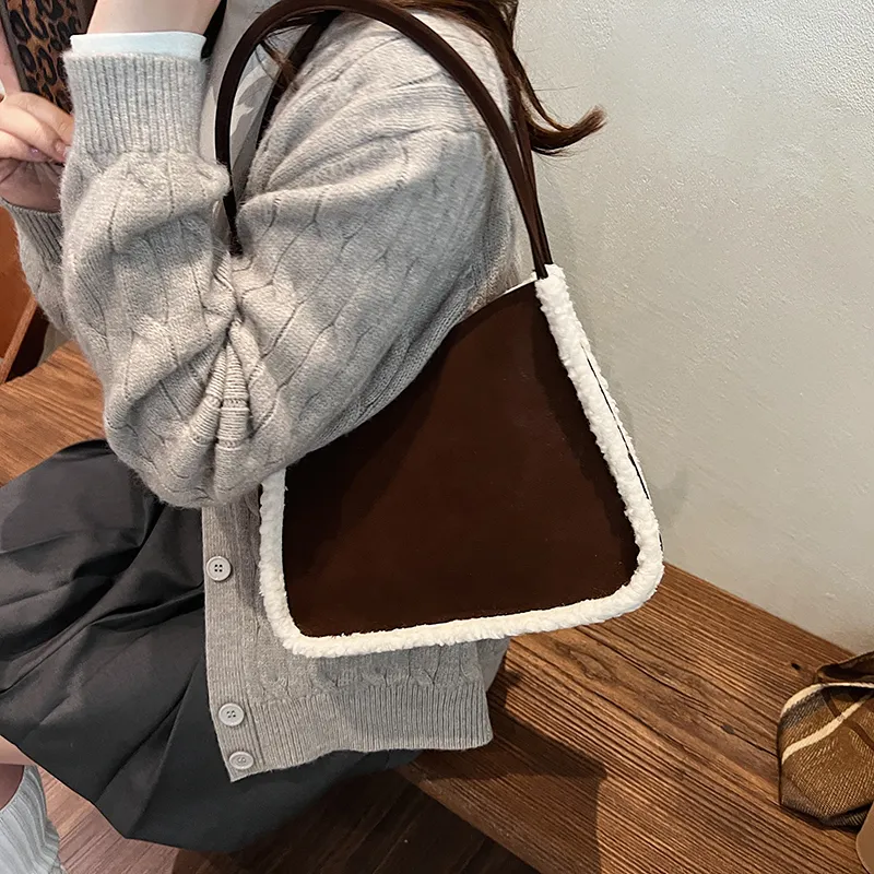 RUIPAI Suede Handbag, Shoulder Bag Regular Women's Brown/Coffee/Caramel/Green-11