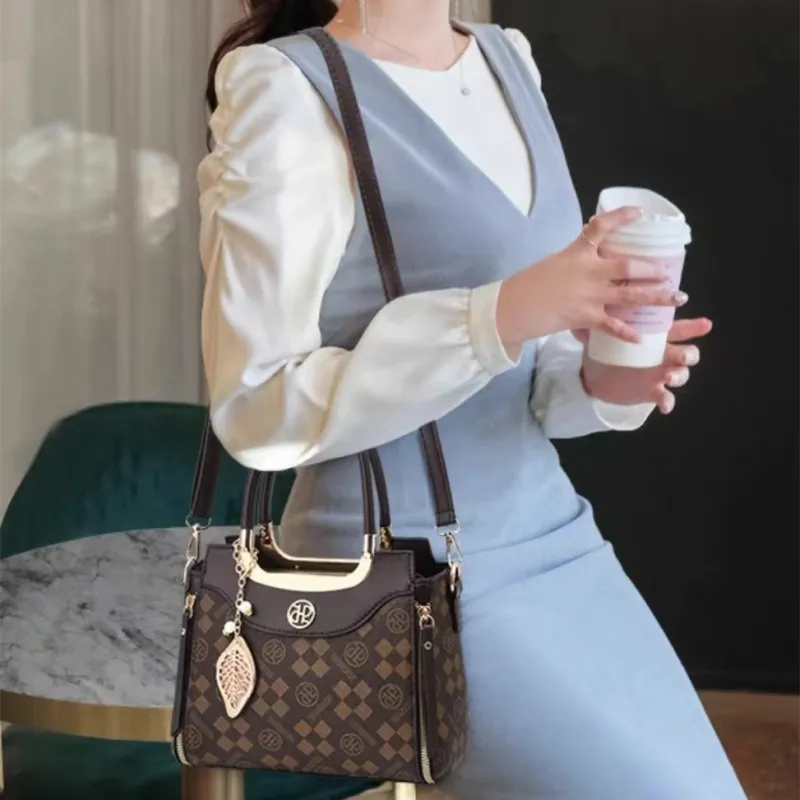 PINK·LAND PU One Shoulder Handbags Women's Brown/Coffee/Ecru-4