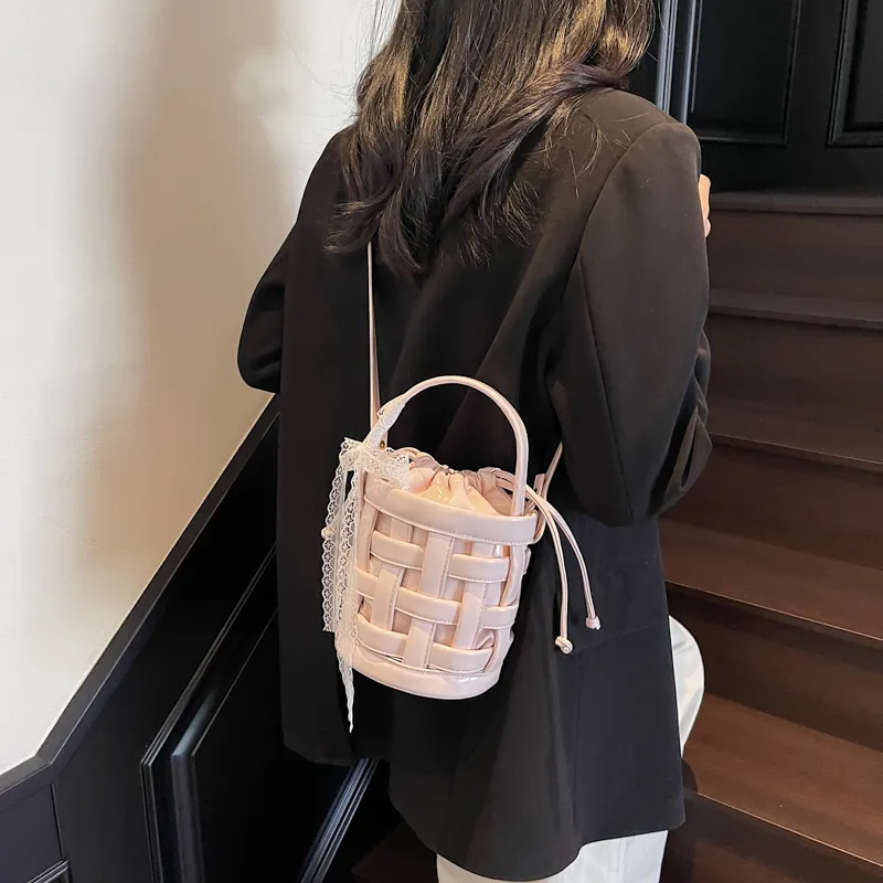 RUIPAI PU Bucket Bag Handbag Women's Black/Ecru/Blue/Silver/Pink-36