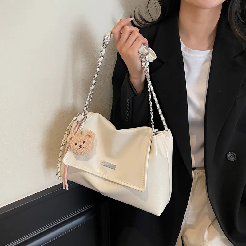 PINK·LAND Pu Shoulder Bag Women's Black/Ecru/Gray/Pink/Khaki-19
