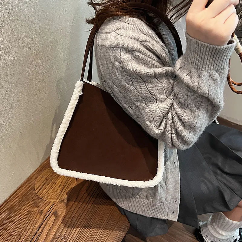 RUIPAI Suede Handbag, Shoulder Bag Regular Women's Brown/Coffee/Caramel/Green-9
