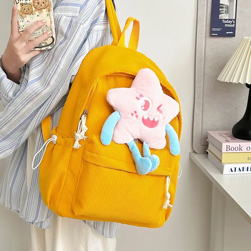 PINK·LAND Nylon Backpack Medium Size Women's White/Pink/Green/Yellow-31