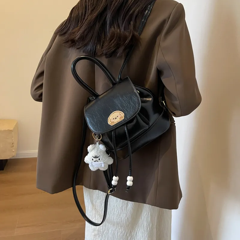 PINK·LAND PU Backpack Women's Black/Brown-3