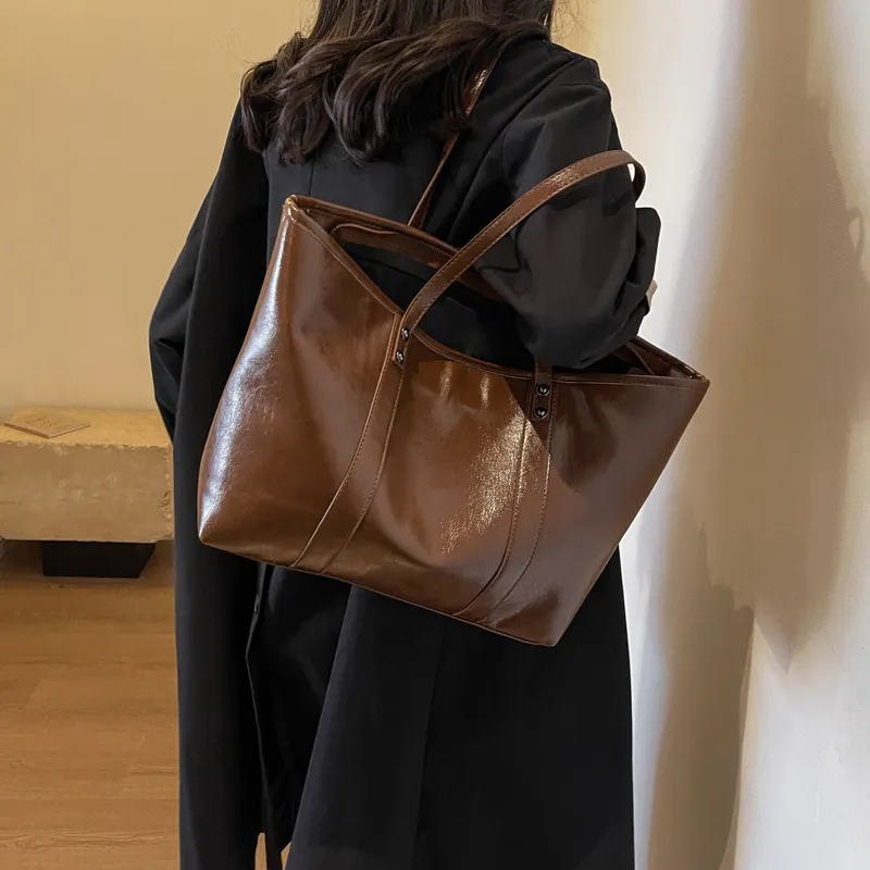 ROSEROOEN PU Tote Handbag Shoulder Bag Regular Women's Brown/Coffee/Black-10