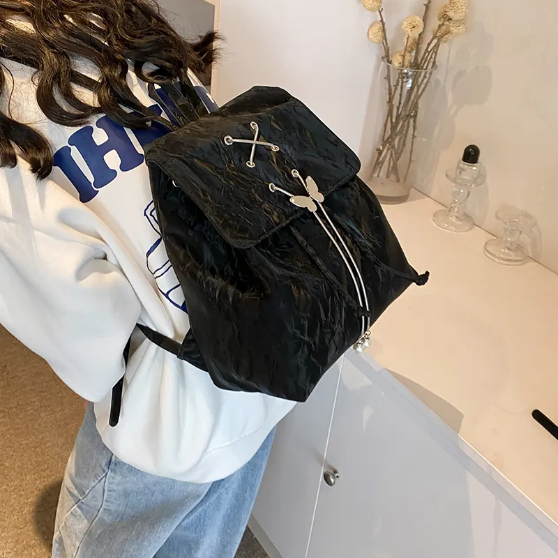 PINK·LAND PU Backpack Women's Silver/White/Green/Black-23