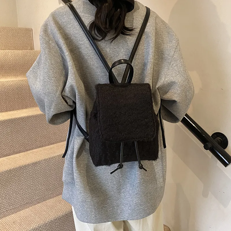 RUIPAI Woolen Backpack Women's Gray/Black-9