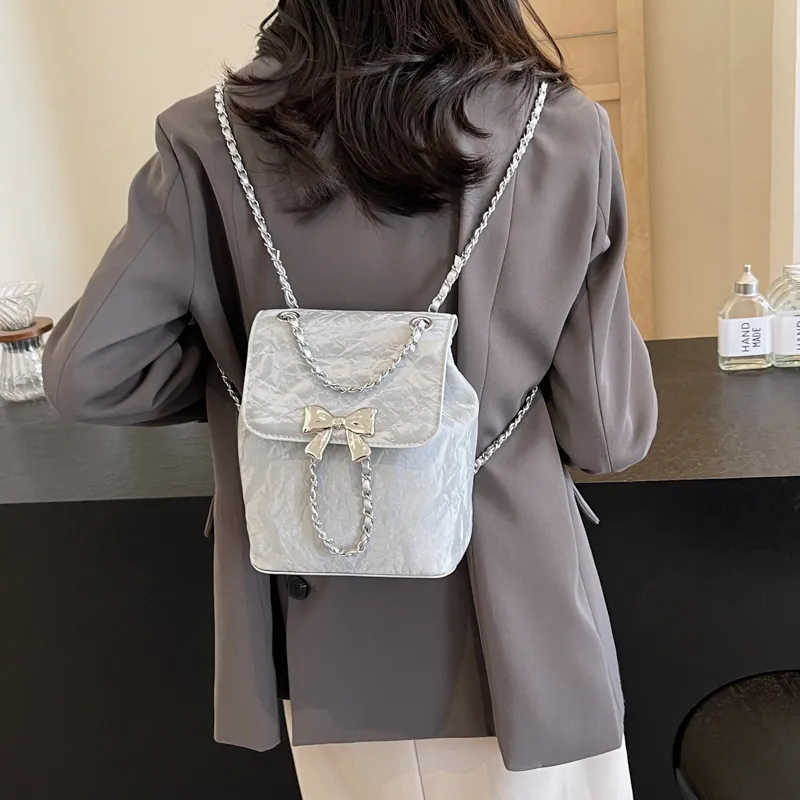 RUIPAI PU Backpack Women's Silver/Ecru/Green/Black-2