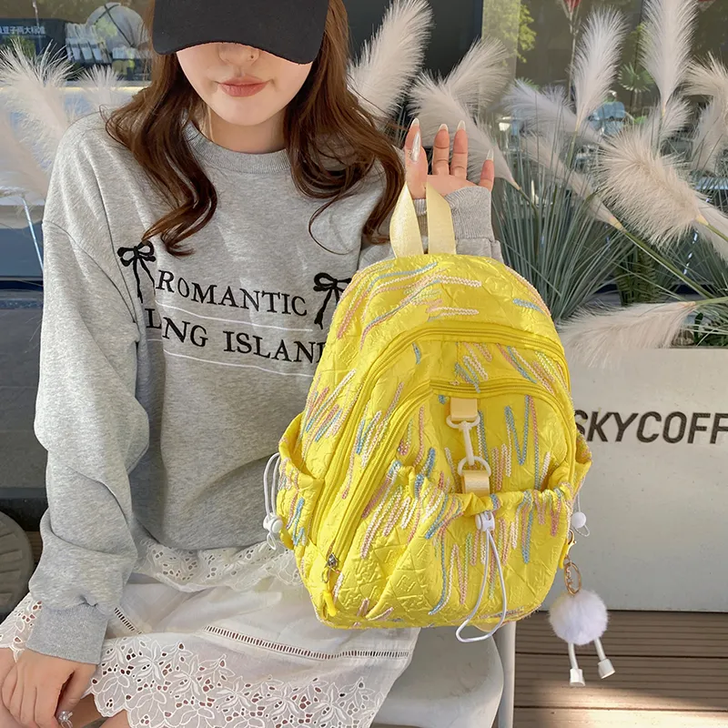PINK·LAND Nylon Backpack Women's White/Pink/Yellow/Blue/Black-15