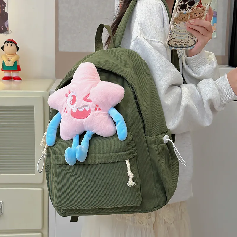 PINK·LAND Nylon Backpack Medium Size Women's White/Pink/Green/Yellow-22
