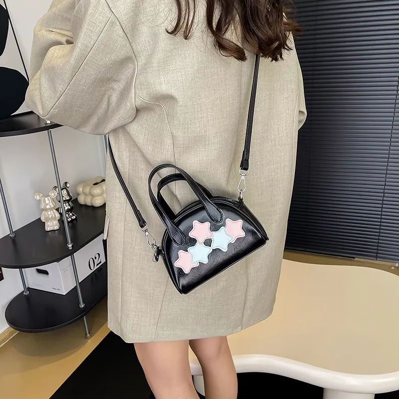 PINK·LAND PU Dome Bag, Crossbody Bag, Shoulder Bag Women's Silver/Ecru/Black-8