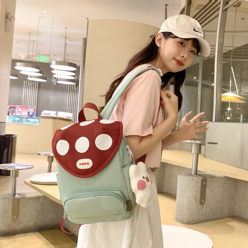 PINK·LAND Nylon Backpack Regular Women's Black/Pink/White/Green/Purple-23