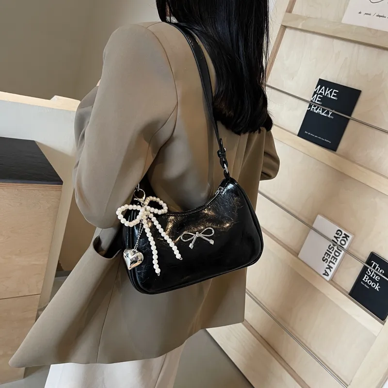 PINK·LAND PU Shoulder Bag Women's Ecru/Silver/Black/Burgundy/Brown-17