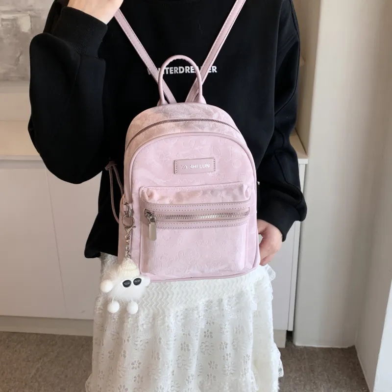 PINK·LAND PU Backpack Women's Black/Silver/Pink/White-1