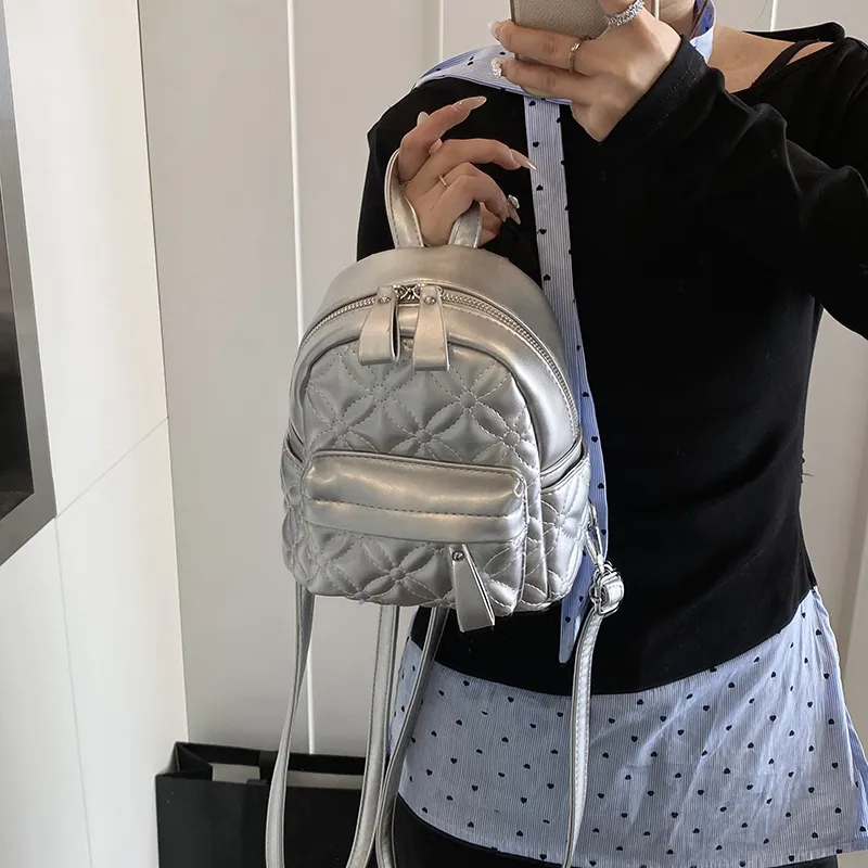 RUIPAI PU Backpack Women's Silver/Black/Yellow/White-3