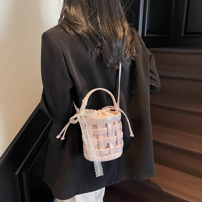 RUIPAI PU Bucket Bag Handbag Women's Black/Ecru/Blue/Silver/Pink-37
