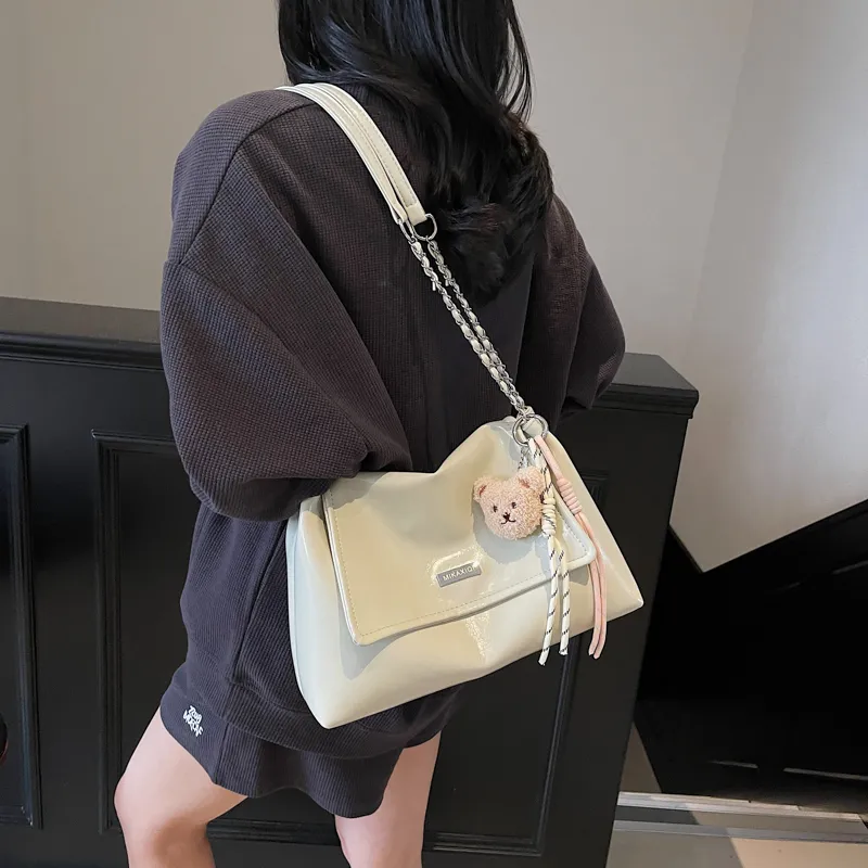 PINK·LAND Pu Shoulder Bag Women's Black/Ecru/Gray/Pink/Khaki-43
