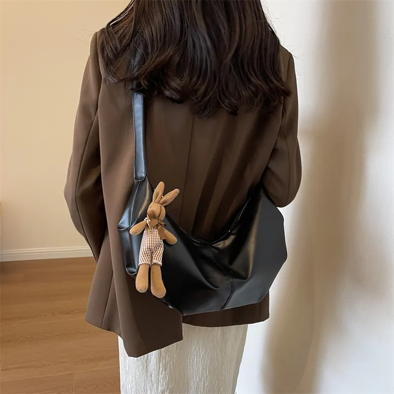 RUIPAI PU Water Dumpling Shoulder Bag Women's Black/Ecru/Coffee/Brown/Green-1