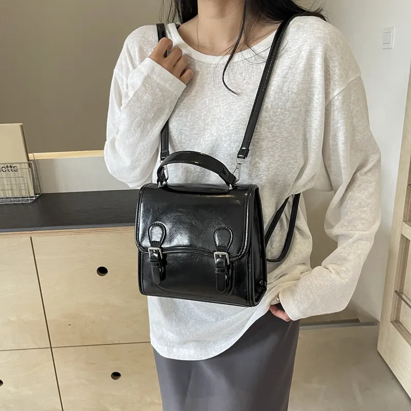 PINK·LAND PU Double Shoulder Handbag Women's Silver White/Burgundy/Black-22