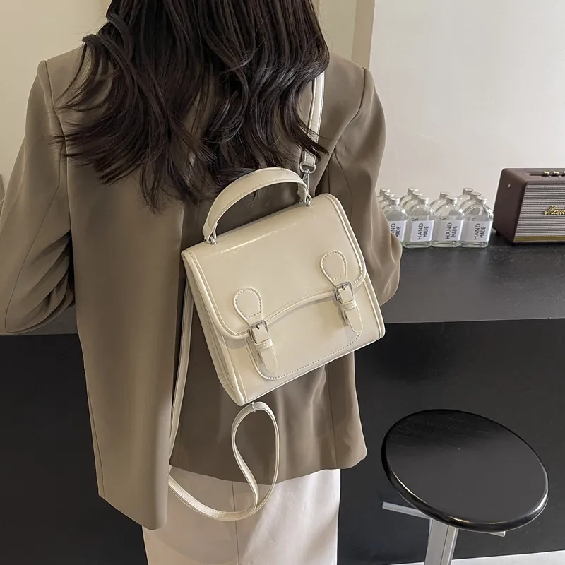 PINK·LAND PU Double Shoulder Handbag Women's Silver White/Burgundy/Black-10