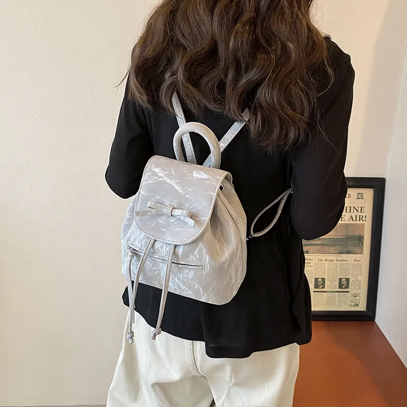 PINK·LAND PU Backpack Regular Women's Blue/Silver/White/Black-7