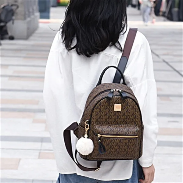PINK·LAND PU Backpack Regular Women's Ecru/Coffee-8