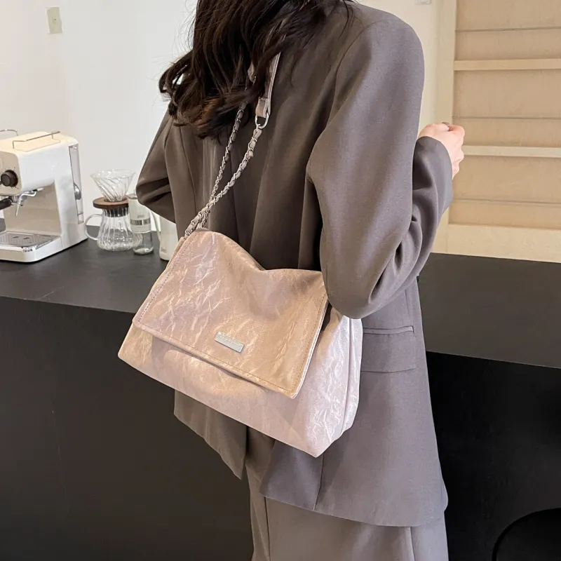 PINK·LAND Pu Shoulder Bag Women's Black/Ecru/Gray/Pink/Khaki-9