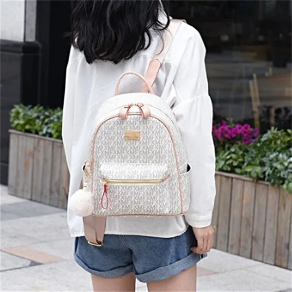 PINK·LAND PU Backpack Regular Women's Ecru/Coffee-1