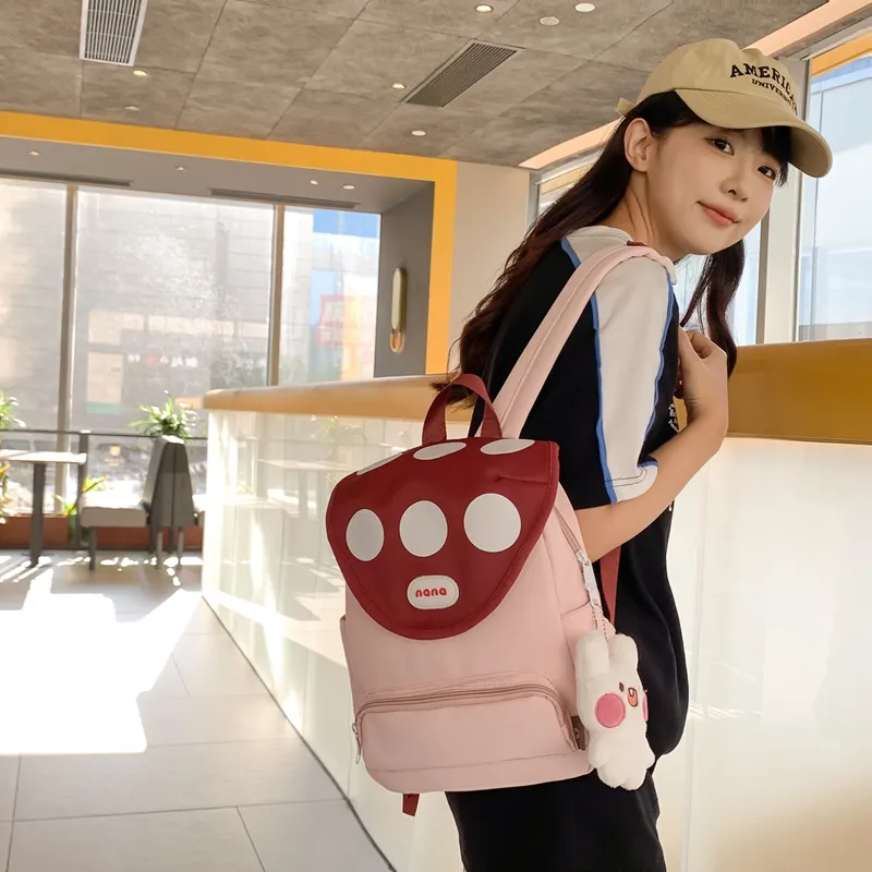 PINK·LAND Nylon Backpack Regular Women's Black/Pink/White/Green/Purple-14