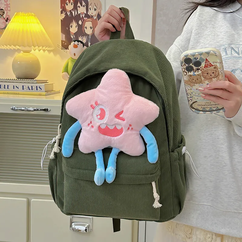 PINK·LAND Nylon Backpack Medium Size Women's White/Pink/Green/Yellow-23