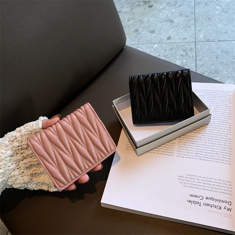 PINK·LAND Sheepskin Wallets Card Holders Regular Women's Black/Pink-2