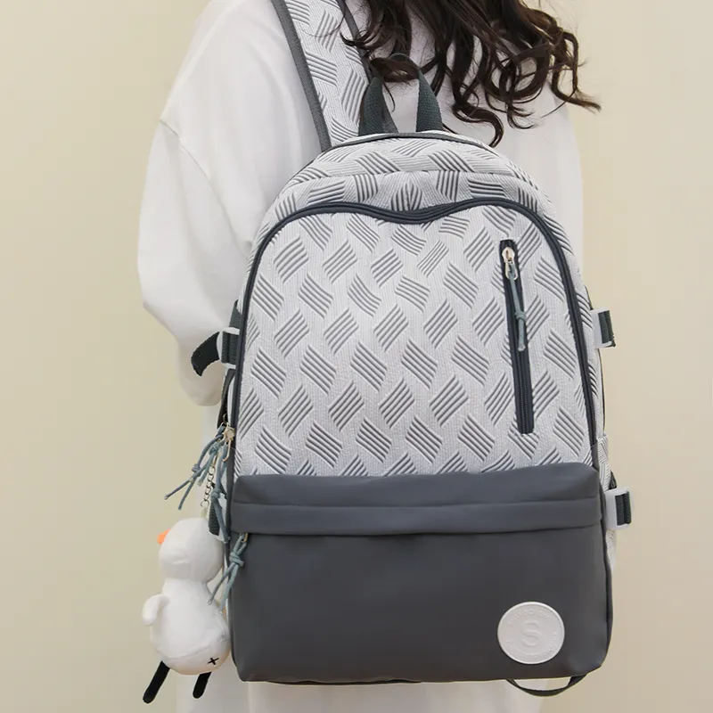 RUIPAI Nylon Backpack Regular Women's Light Purple/Light Green/Light Blue/Pink/Gray-17