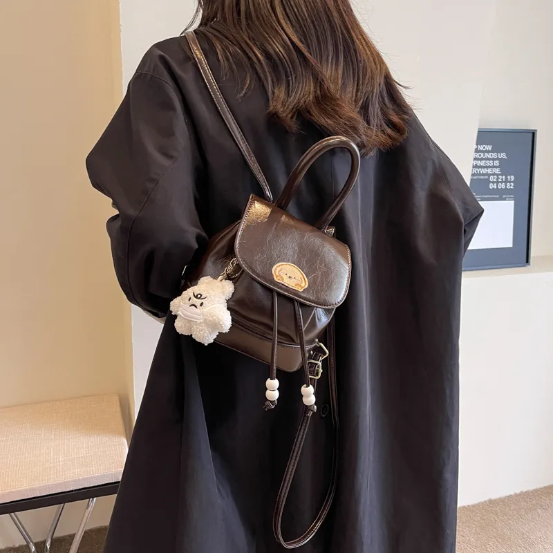 PINK·LAND PU Backpack Women's Black/Brown-11