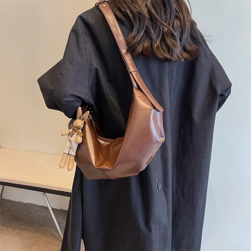 RUIPAI PU Water Dumpling Shoulder Bag Women's Black/Ecru/Coffee/Brown/Green-22