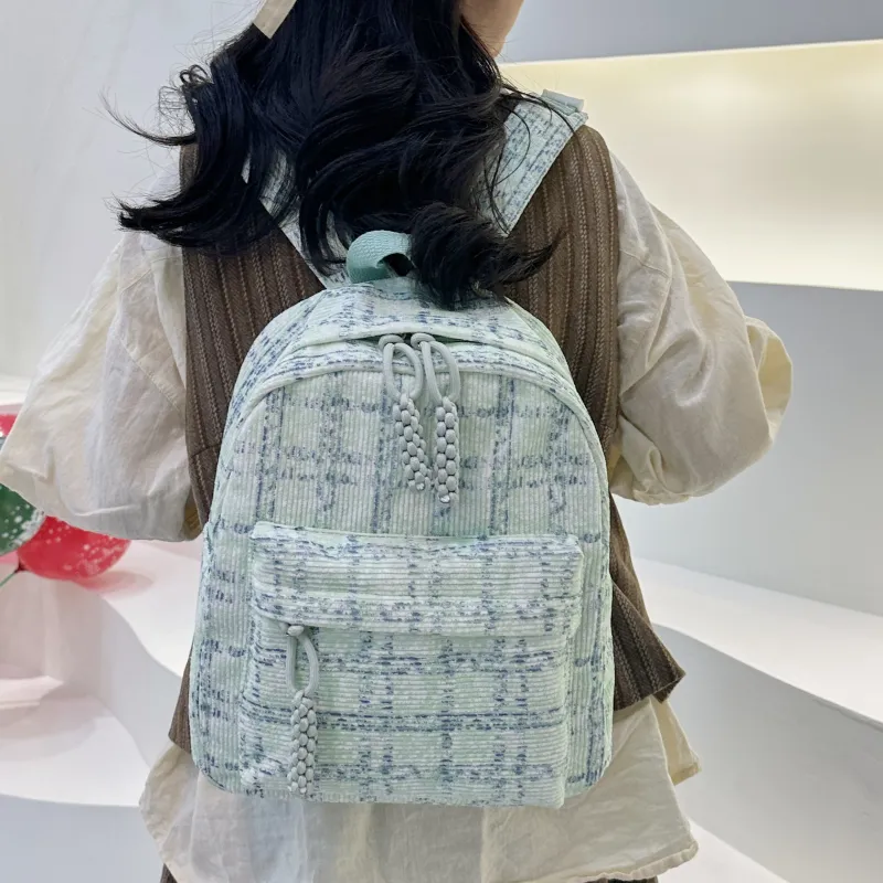 PINK·LAND Nylon Backpack Unisex Blue/Pink/Green-17